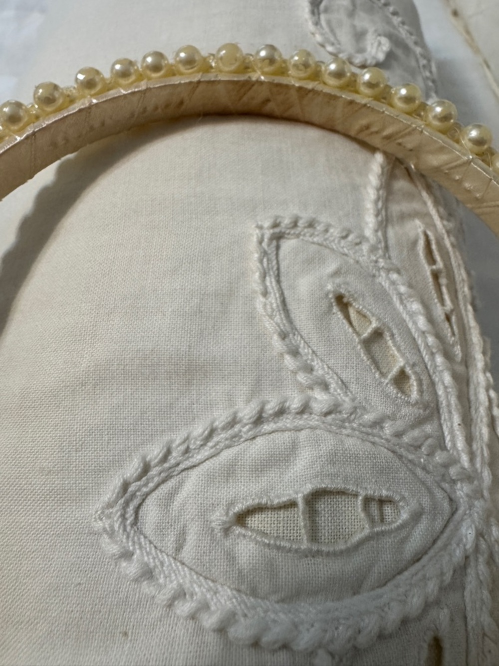Pearl Beaded Headband in Ivory